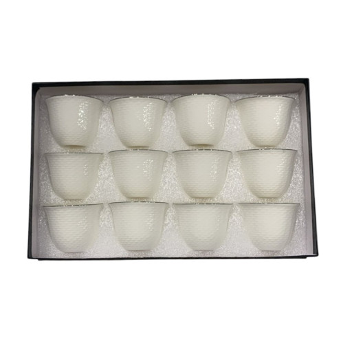 12-piece white decorated coffee cup set 12-piece white decorated coffee cup set