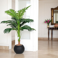 110cm tall palm tree in black plastic pot