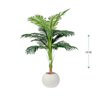 110cm tall palm tree in white plastic pot