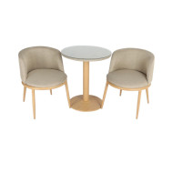 طاولة شاهي خارجية مع 2 كراسي وبطاولة بعدة اللوان