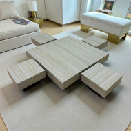 1+4 table set, modern and elegant, marble alternative floor