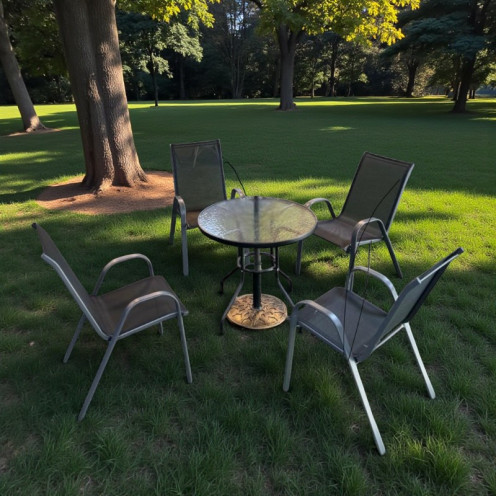 Modern dining table with 4 chairs for outdoor seating