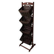 Cloth clothes basket with wooden stand, 4 baskets