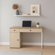 Modern Beige Wood Desk - 120 x 60 x 75 cm