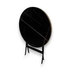 Black round folding table