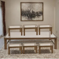 طاولات ضيافة ١ + ٦ زجاج فاخرة عالية الجودة