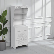 A luxurious and modern coffee corner unit, 175cm high, in white. A luxurious and modern coffee corner unit, 175cm high, in white.