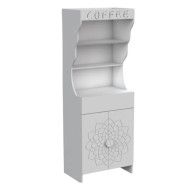 A luxurious and modern coffee corner unit, 175cm high, in white. A luxurious and modern coffee corner unit, 175cm high, in white.
