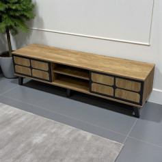 طاولة بلازما بتصميم عصري بطول ١٦٠سم باللون الخشبي