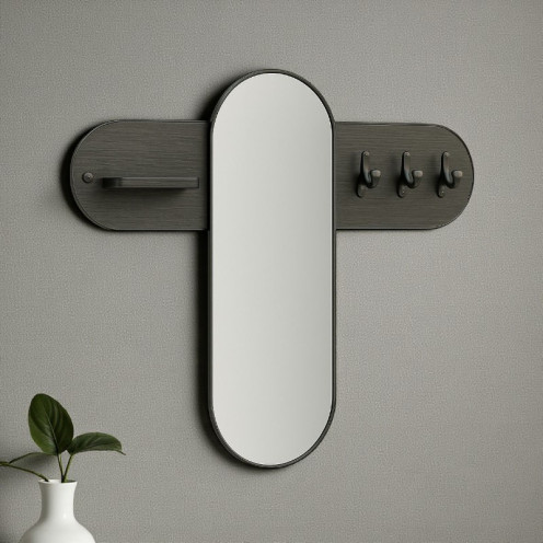 مرايا علاق مع رف شكل حديث وعصري باللون الاسود