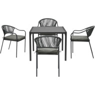 طاولة مع 4 كراسي للجلسات الخارجية باللون الرمادي مع الاسود