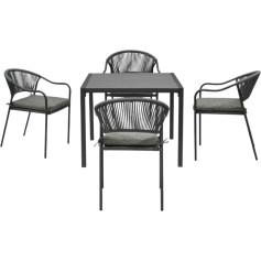 طاولة مع 4 كراسي للجلسات الخارجية باللون الرمادي مع الاسود