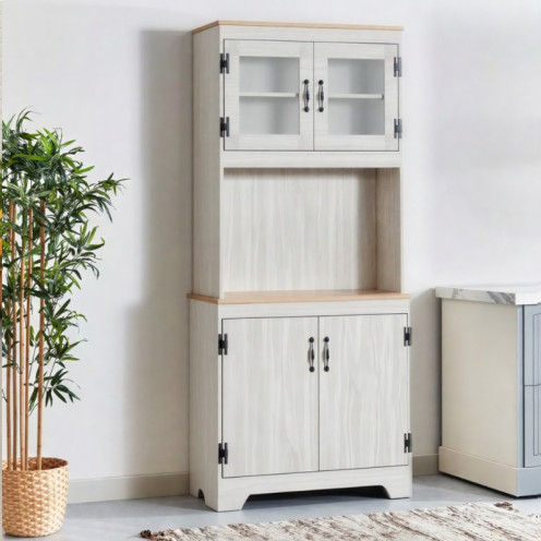 Luxury coffee corner unit, 180cm high, with four drawers, in beige.