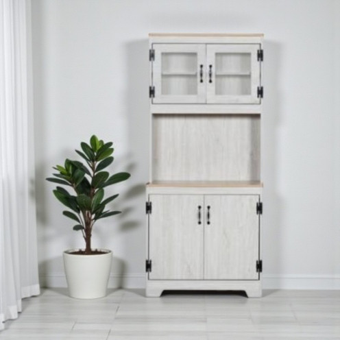 Luxury coffee corner unit, 180cm high, with four drawers, in beige.