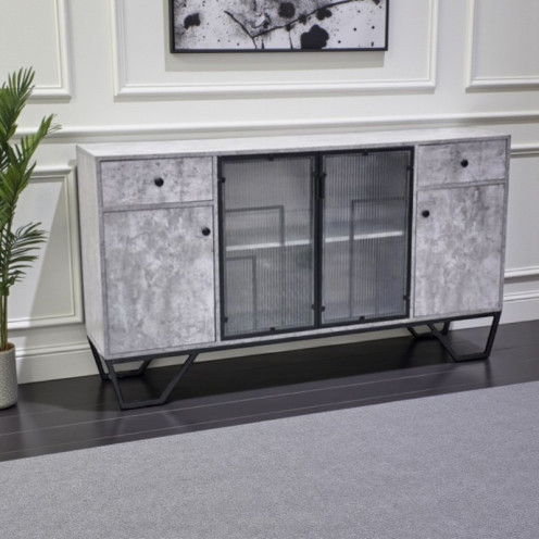 دولاب بوفية خشب حديث وعصري باللون الرمادي  بطول 160سم