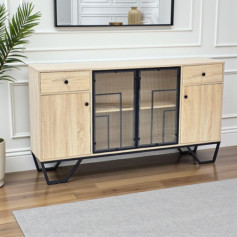 دولاب بوفية خشب حديث وعصري باللون الخشبي بطول 160سم