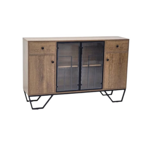 دولاب بوفية خشب حديث وعصري باللون البني بطول140سم