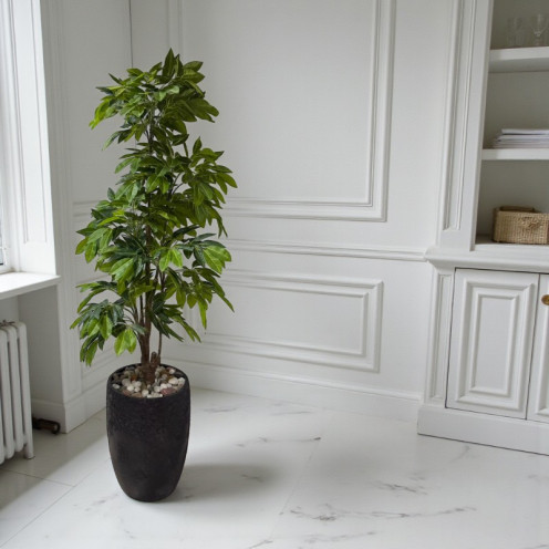 شجرة المانجو الصناعية الفاخرة - ارتفاع 220 سم بمركن باللون الاسود 