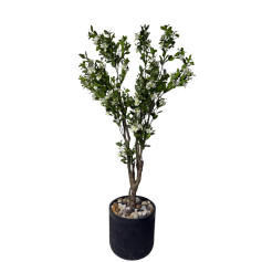 شجرة زهور بيضاء صناعية فاخرة - ارتفاع 190 سم مركن باللون الاسود 