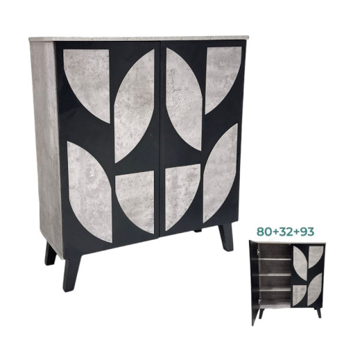 دولاب، خزانة أحذية بابين بتصميم عصري وحديث باللون الرمادي