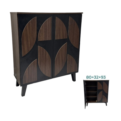 دولاب، خزانة أحذية بابين بتصميم عصري وحديث باللون البني 