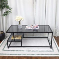 طاولة مفردة زجاجية فاخرة– أسود – 120x60x50 سم