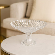 صحن تقديم زجاج بقاعدة دائرية انيق