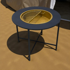  موقد شواء دائري من الحديد عالي الجودة باللون الأسود والذهبي