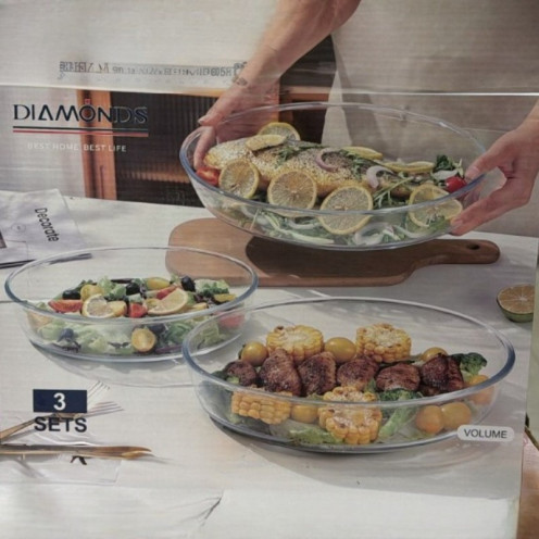 طقم صواني زجاج 3 حبة باحجام مختلفه عالية الجودة 