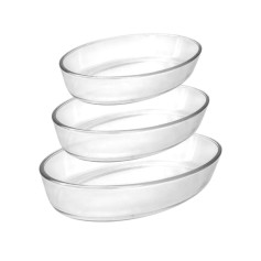 طقم صواني زجاج 3 حبة باحجام مختلفه عالية الجودة 