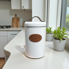 برطمان تخزين أبيض غير لامعة مع غطاء محكم، مصممة لتخزين سكر