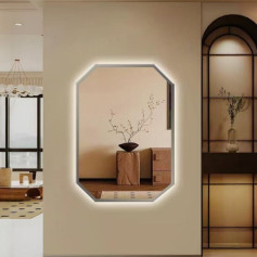 مرايا / مرآة حائط مضيئة بتصميم أنيق وعصري باللون الرمادي 120*80 سم