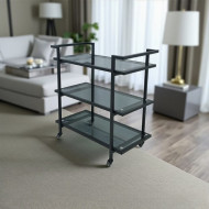 عربية نقديم 3 دور باللون الاسود شكل أنيق وفخم 85*40*80 سم 