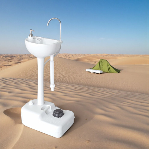 مغسلة للتخييم والرحلات محمول يعمل بالقدم مع خزان مياة 