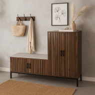 دولاب أحذية ماليزي باللون البني مع مقعد جلوس 4 باب 100-35-140 سم