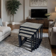 4-Piece Wooden Tiered Serving Table Set in Gray