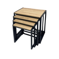 4-Piece Wooden Serving Table Set in a Natural Wood Finish