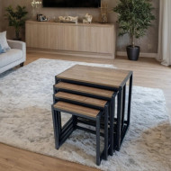 4-Piece Wooden Serving Table Set in Brown