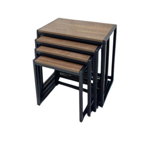 4-Piece Wooden Serving Table Set in Brown