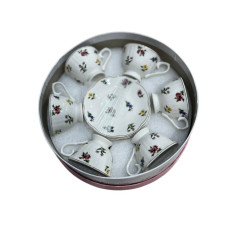 طقم أكواب مع صحون القهوة التركية الفاخر بالورود بعدة اللوان - لمسة من الأناقة العتيقة