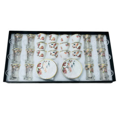 طقم الشاي والقهوة ٣٦ قطعه الملكي: لمسة من الفخامة العربية الأصيلة مع ورود بعدة اللوان