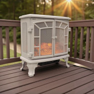 Electric heater with two doors, remote control, adjustable LED light timer, white color