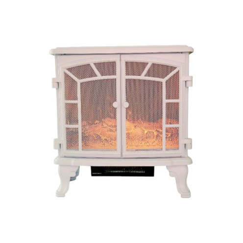 Electric heater with two doors, remote control, adjustable LED light timer, white color