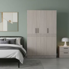 Modern 3-Door Wardrobe, 200cm High, Available in Multiple Colors