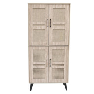 Luxury Rattan Shoe Cabinet, Two-Tier Malaysian Wood Design, Available in Various Colors