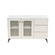 دولاب بوفية بتصميم فاخر وعصري مع ابواب زجاجية وارفف جانبية 140سم