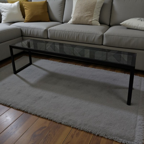 طاولة تلفزيون عصرية بسطح زجاجي وإطار معدني 180سم