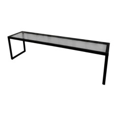 طاولة تلفزيون عصرية بسطح زجاجي وإطار معدني 180سم