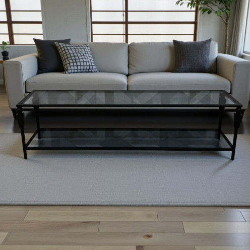 طاولة تلفزيون دورين عصرية بسطح زجاجي وإطار معدني 180سم