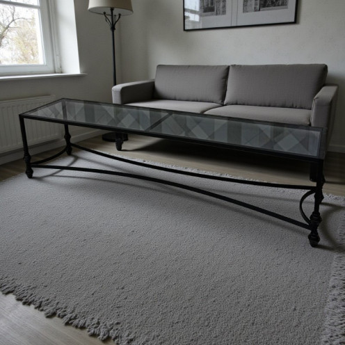 طاولة تلفزيون عصرية فاخرة بسطح زجاجي وإطار معدني انيق 180سم